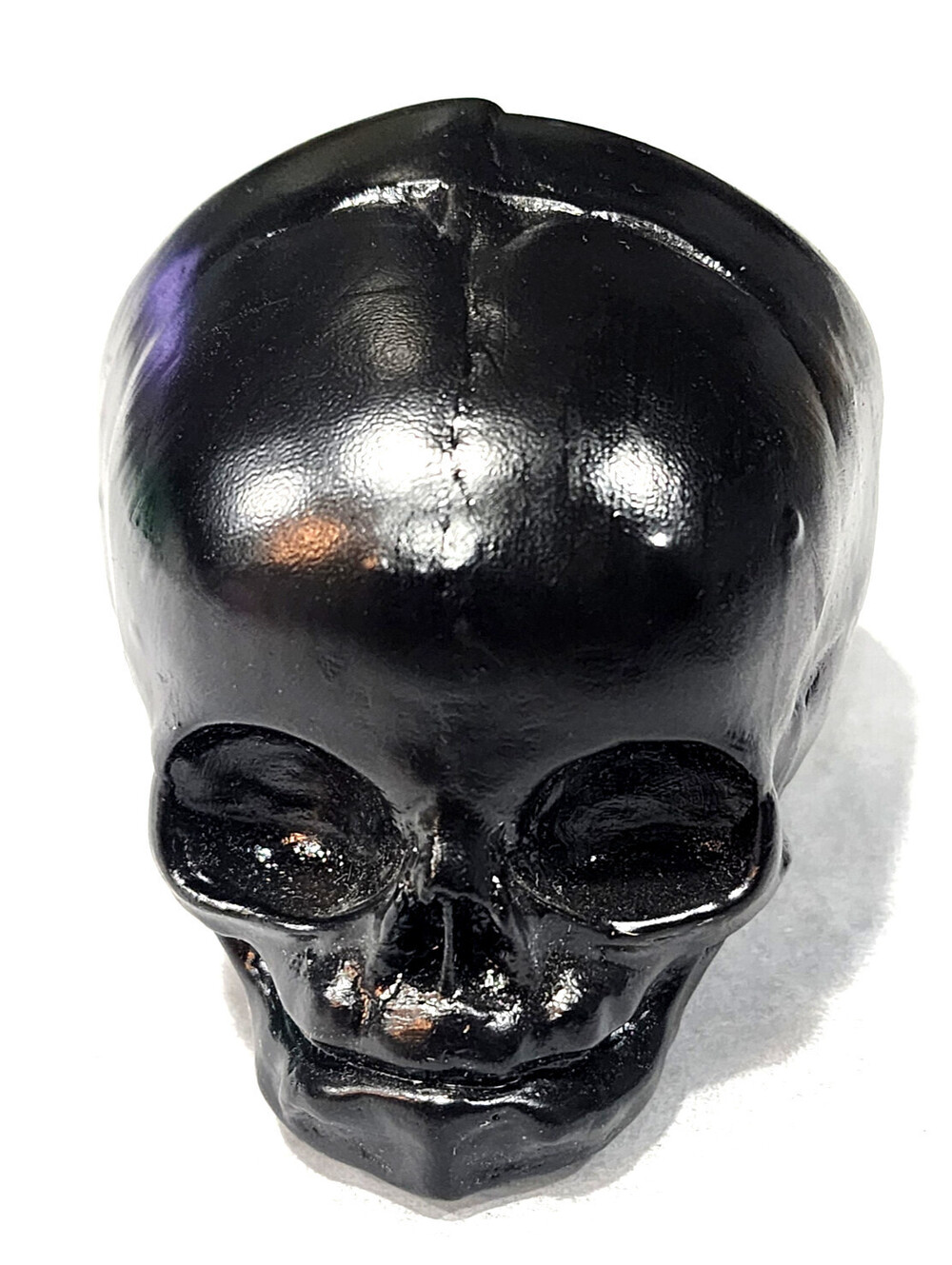 Handmade Black Resin Skull Sculpture 3x5 Glossy Gothic Halloween Decor Heavy